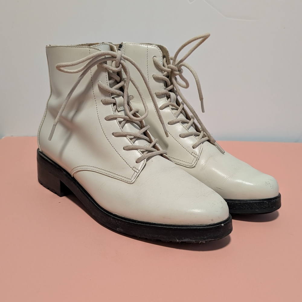 Classic White Lace-Up Ankle Boots